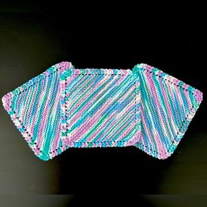 Hand Knit Dishcloth, 100% Cotton, Set of 3